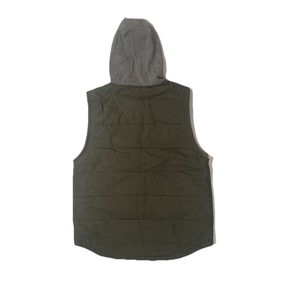 Wrangler Workwear Hooded Canvas Vest Men’s LG Zip Up Lined Utility Olive Green - Picture 6 of 6